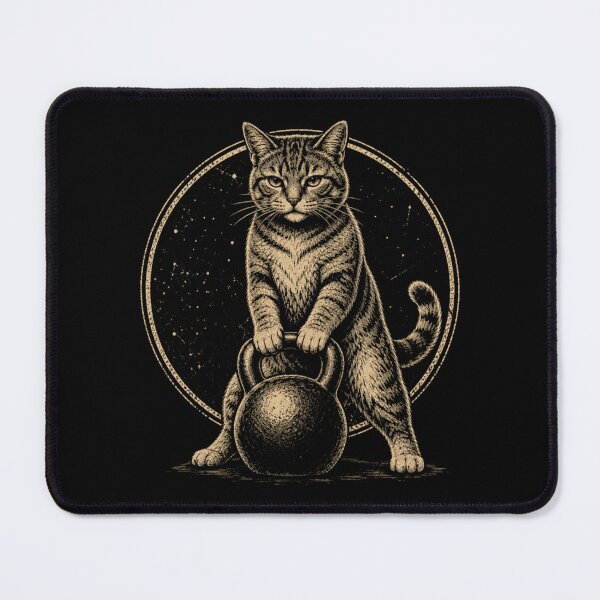 Item preview, vintage strong cat kettlebell fitness retro designed and sold by alfacreator.