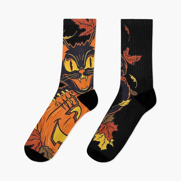 Item preview, Vintage Black Cat Perched On Jack O Lantern Halloween Autumn Leaves Magic designed and sold by WilliaMaler.