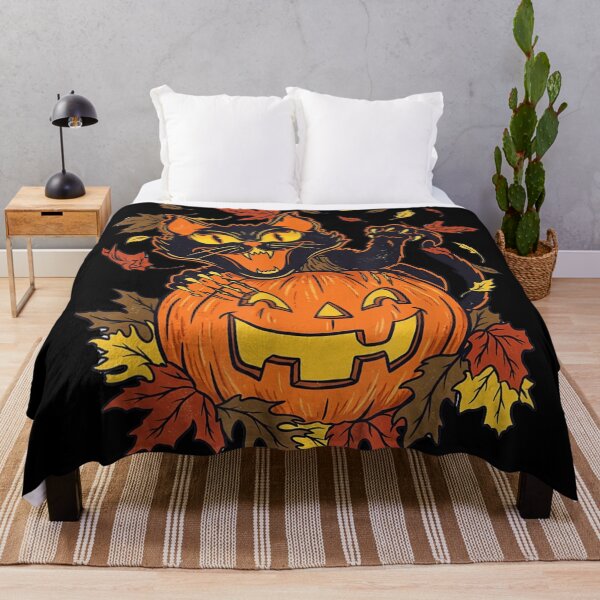 Item preview, Vintage Black Cat Perched On Jack O Lantern Halloween Autumn Leaves Magic designed and sold by WilliaMaler.
