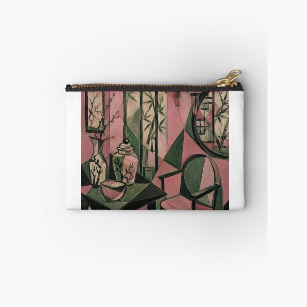 Item preview, Cubist Chinoiserie Interior in Pink & Green | Modern Geometric Art designed and sold by nouhaZN.