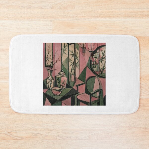 Item preview, Cubist Chinoiserie Interior in Pink & Green | Modern Geometric Art designed and sold by nouhaZN.