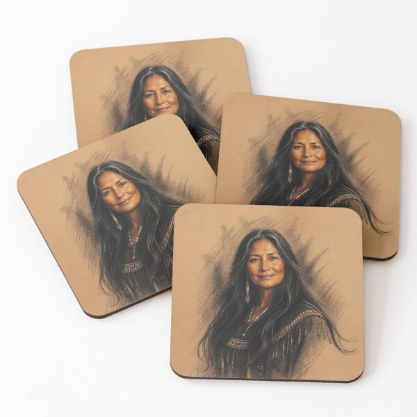 Item preview, Charcoal and Pastel Portrait of a Native american Woman designed and sold by Lucia Amaris Art.