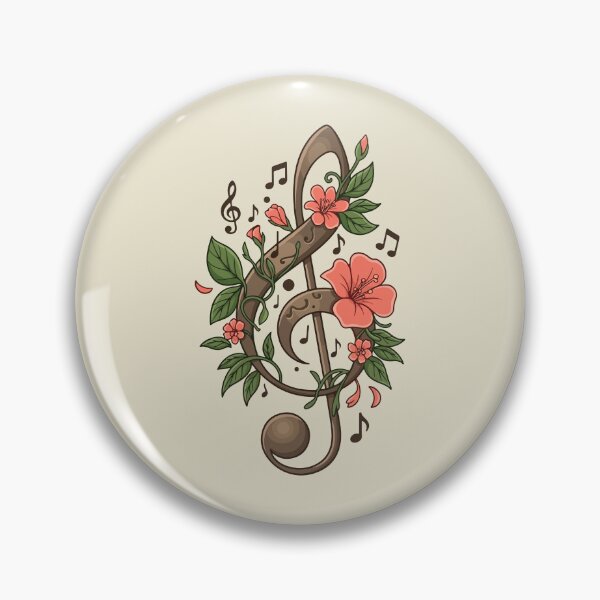 Item preview, Vintage Wooden Treble Clef with Floral Vines & Music Notes designed and sold by BrownHorse90s.