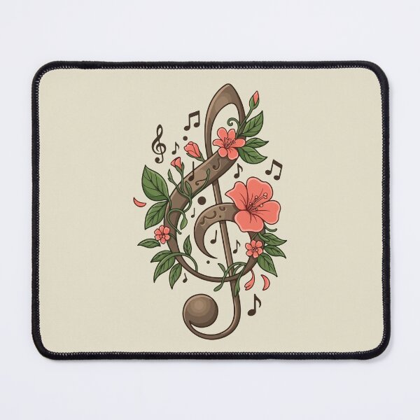 Item preview, Vintage Wooden Treble Clef with Floral Vines & Music Notes designed and sold by BrownHorse90s.