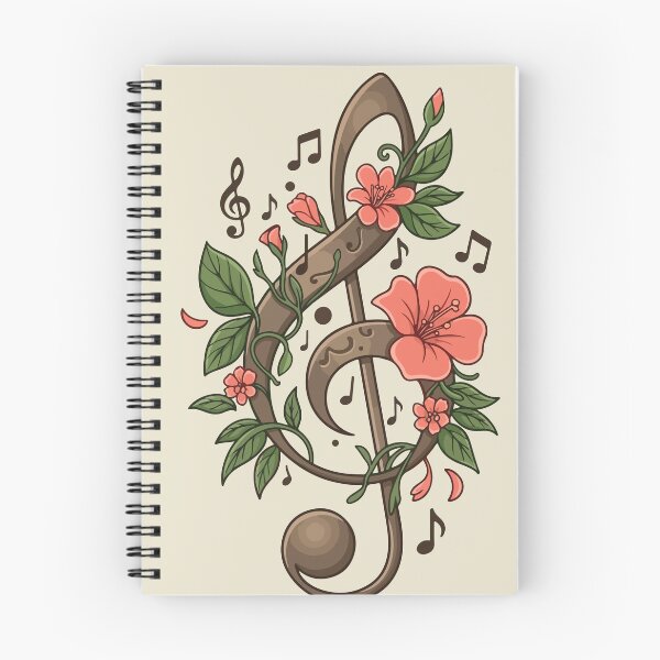 Item preview, Vintage Wooden Treble Clef with Floral Vines & Music Notes designed and sold by BrownHorse90s.