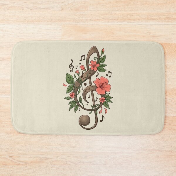 Item preview, Vintage Wooden Treble Clef with Floral Vines & Music Notes designed and sold by BrownHorse90s.
