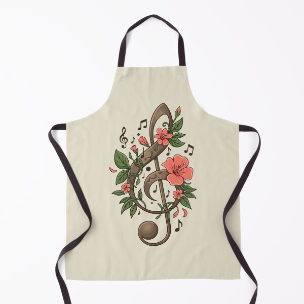 Item preview, Vintage Wooden Treble Clef with Floral Vines & Music Notes designed and sold by BrownHorse90s.