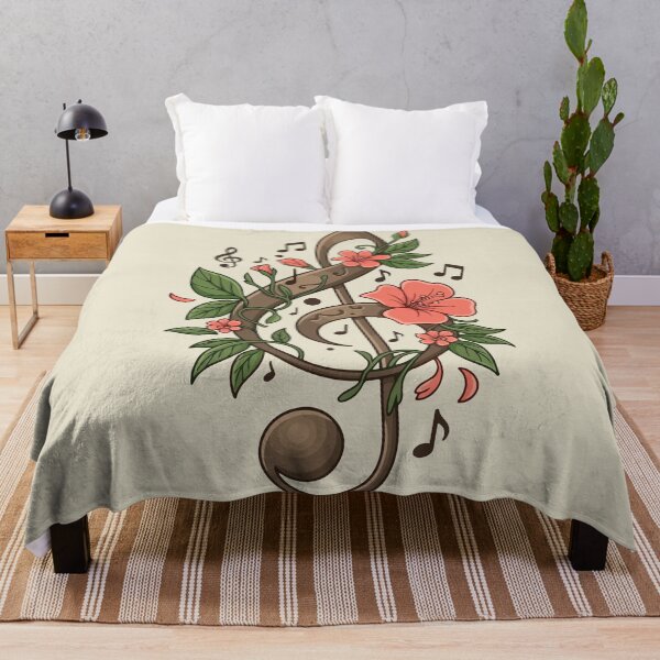 Item preview, Vintage Wooden Treble Clef with Floral Vines & Music Notes designed and sold by BrownHorse90s.