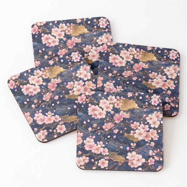 Item preview, Japanese Sakura Watercolor Pattern | Elegant Cherry Blossom Floral Design on Indigo Background designed and sold by lavanya11.