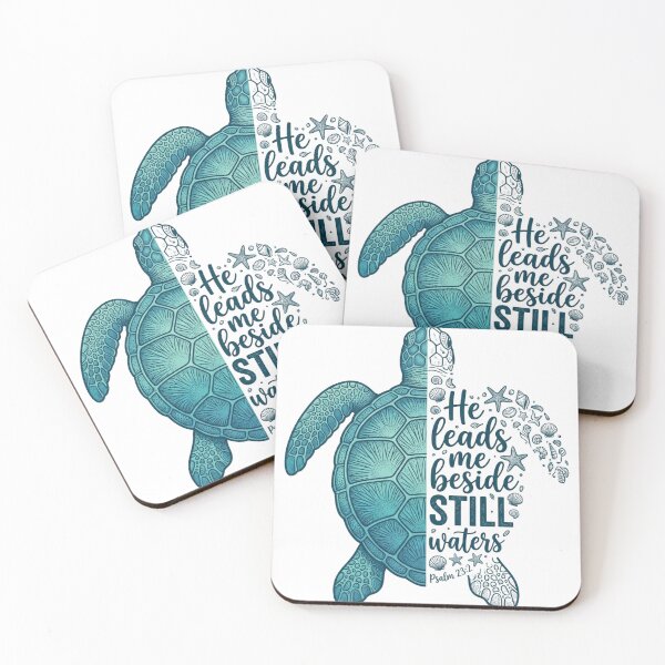 Item preview, He Leads Me Beside Still Waters Sea Turtle Christian Psalm 23 designed and sold by raedattia.