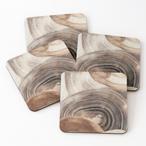 Item preview, Organic Wood Grain Rings Beige Brown Abstract Tree Slab Art designed and sold by LYAN-STORE.