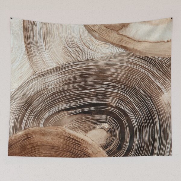 Item preview, Organic Wood Grain Rings Beige Brown Abstract Tree Slab Art designed and sold by LYAN-STORE.