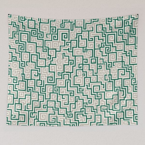 Item preview, Greek Key Labyrinth Pattern – Emerald and Sand Geometric Design designed and sold by Skaldcraft.