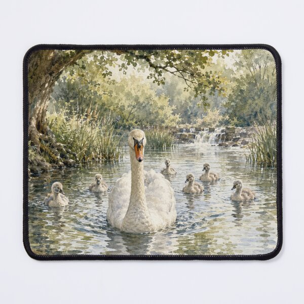 Item preview, Mother and Cygnets on the River - Wildlife at the River Series (Landscape) designed and sold by Island Pace Design.