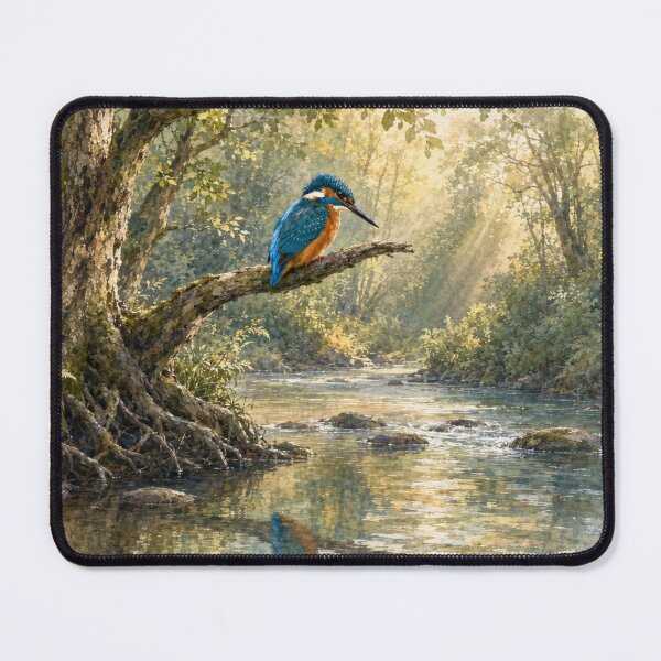Item preview, Kingfisher by the Woodland Stream - Wildlife at the River Series (Landscape) designed and sold by Island Pace Design.