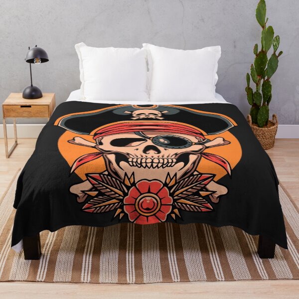 Item preview, Pirate Skull with Eyepatch & Crossbones Vintage Cartoon Illustration designed and sold by kumardeepak94.