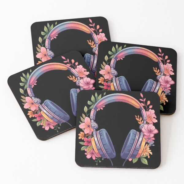 Item preview, Pastel Floral Headphones Music Lover Botanical Illustration designed and sold by BrownHorse90s.