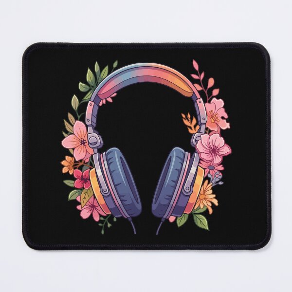 Item preview, Pastel Floral Headphones Music Lover Botanical Illustration designed and sold by BrownHorse90s.