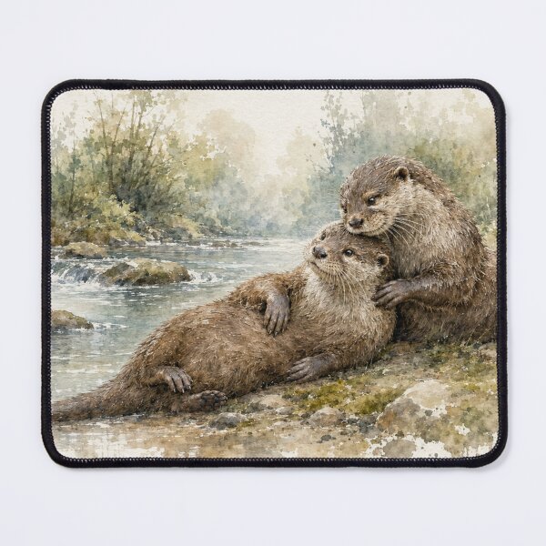 Artikelvorschau, Spielende Otter – Wildtiere am Fluss (Landschaft) entworfen und verkauft von Island Pace Design.