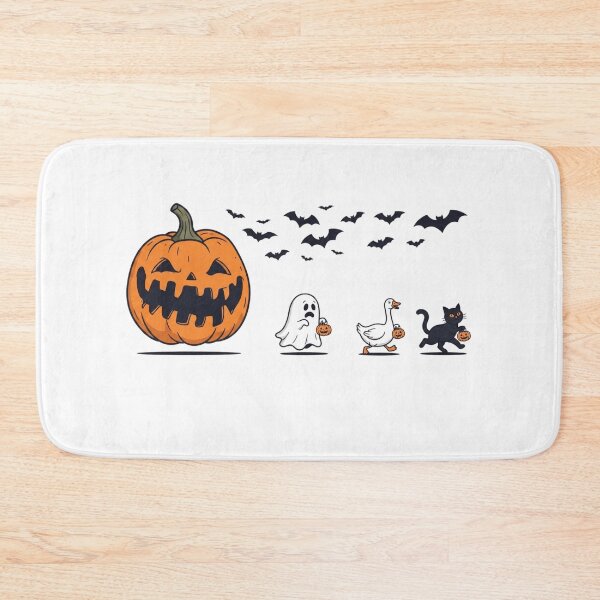 Item preview, Scary Pumpkin Chasing Ghost Goose Cat Halloween Funny Spooky designed and sold by VectorForge.