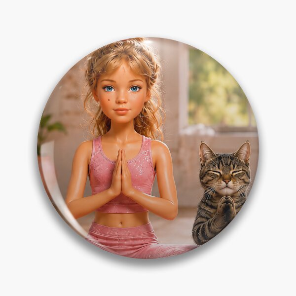 Item preview, Little Yogi Girl and Her Zen Cat designed and sold by Moxie-Cat-Universe.