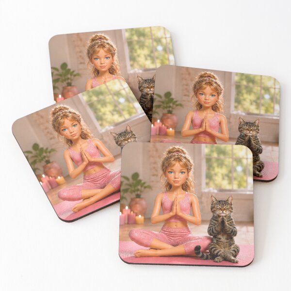 Item preview, Little Yogi Girl and Her Zen Cat designed and sold by Moxie-Cat-Universe.