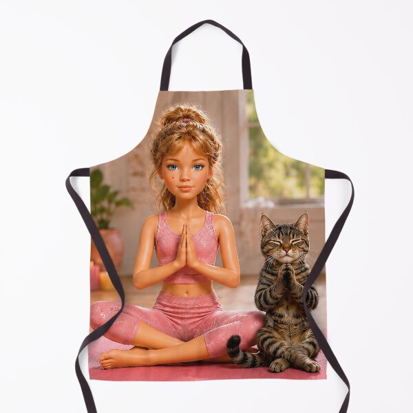 Item preview, Little Yogi Girl and Her Zen Cat designed and sold by Moxie-Cat-Universe.