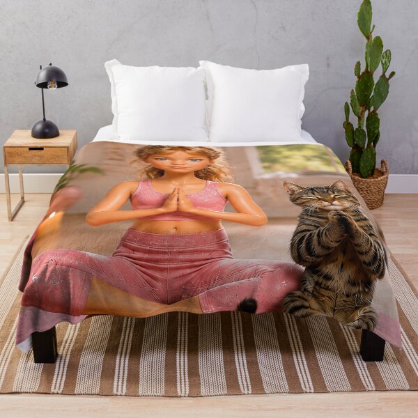 Item preview, Little Yogi Girl and Her Zen Cat designed and sold by Moxie-Cat-Universe.