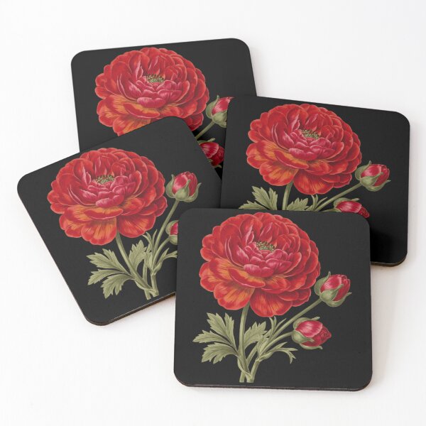Item preview, Vintage Red Ranunculus Botanical Flower designed and sold by CF_VintageDesign.