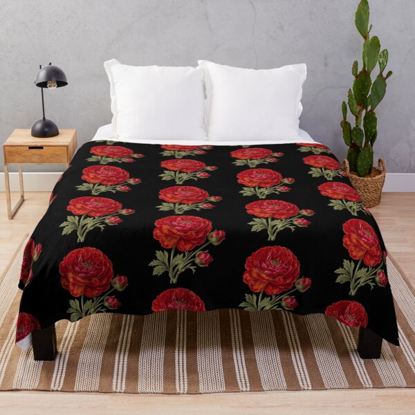 Item preview, Vintage Red Ranunculus Botanical Flower designed and sold by CF_VintageDesign.