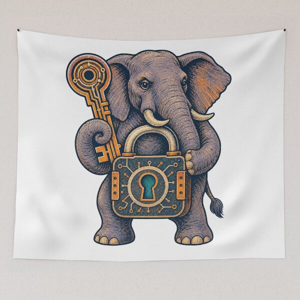 Item preview, Encryption Elephant – Data Security Creature designed and sold by yagniikd-.