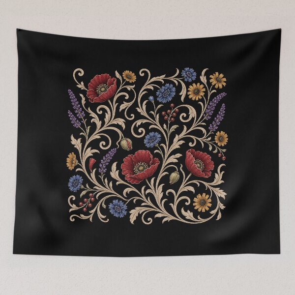 Item preview, Vintage Poppy & Cornflower Garden designed and sold by PetalGarden.