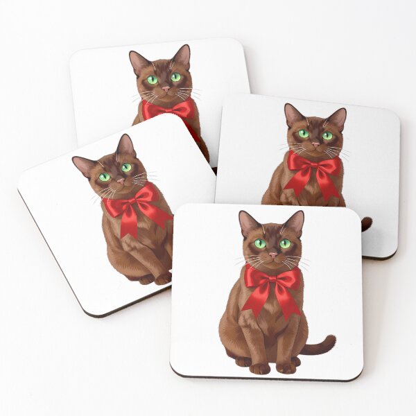 Item preview, Havana Brown Cat Scarlet Ribbon designed and sold by pumsquare.