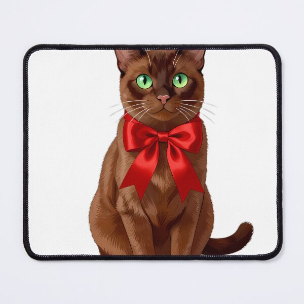 Item preview, Havana Brown Cat Scarlet Ribbon designed and sold by pumsquare.