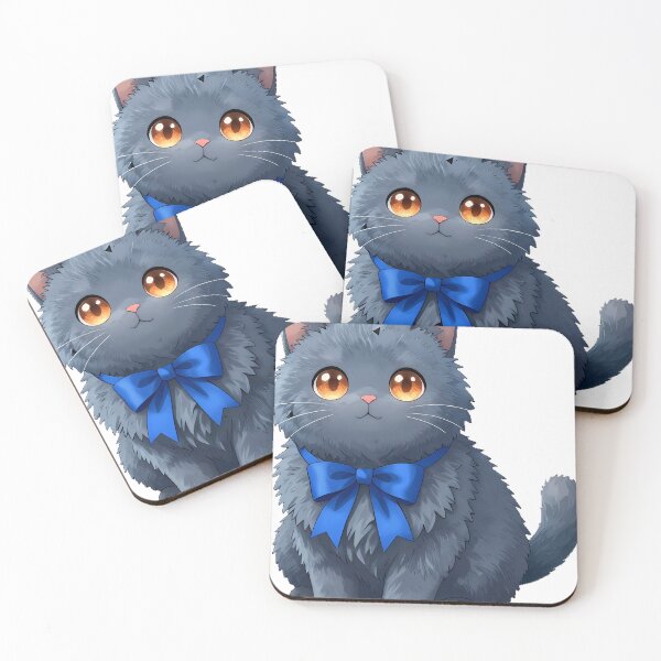 Item preview, Chartreux Cat Blue Ribbon designed and sold by pumsquare.