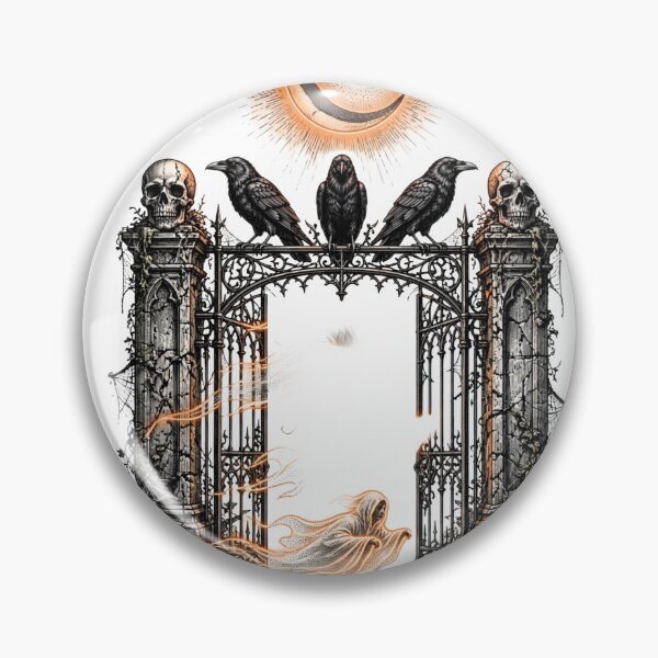 Item preview, Gothic Cemetery Archway - Ravens, Glowing Moon & Jack-o'-Lanterns designed and sold by BloopyWorks.