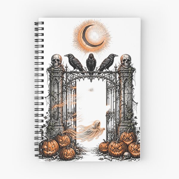 Item preview, Gothic Cemetery Archway - Ravens, Glowing Moon & Jack-o'-Lanterns designed and sold by BloopyWorks.