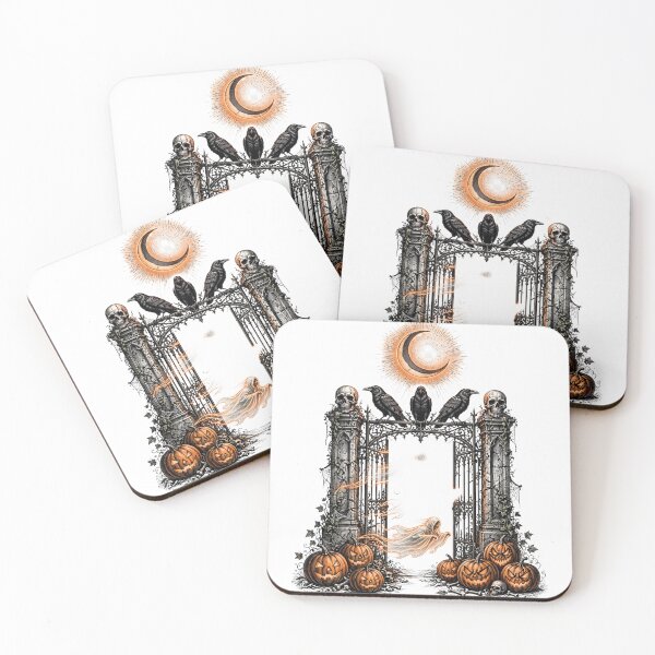 Item preview, Gothic Cemetery Archway - Ravens, Glowing Moon & Jack-o'-Lanterns designed and sold by BloopyWorks.