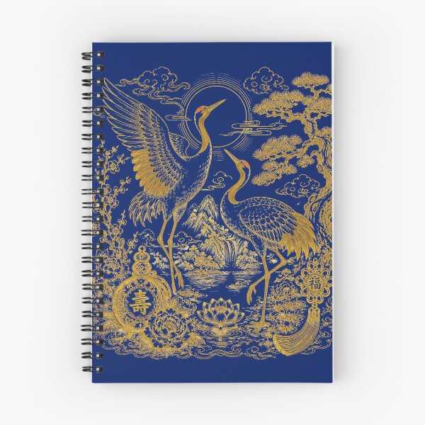 Item preview, Golden Crane Pair Asian Line Art Aesthetic designed and sold by Soluna Studio.