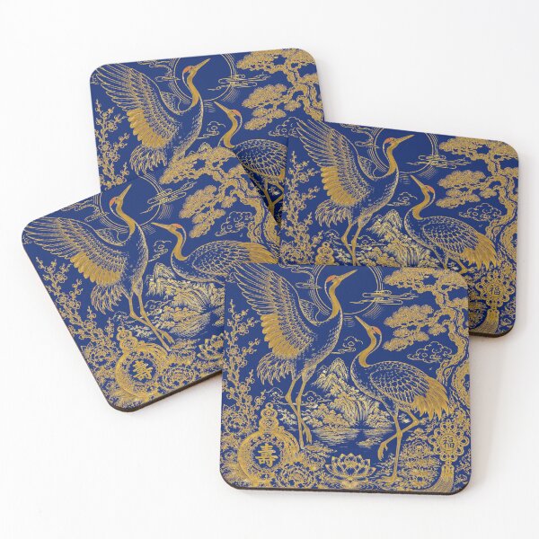 Item preview, Golden Crane Pair Asian Line Art Aesthetic designed and sold by Soluna Studio.
