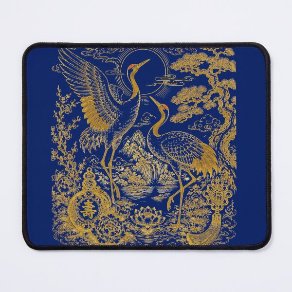 Item preview, Golden Crane Pair Asian Line Art Aesthetic designed and sold by Soluna Studio.