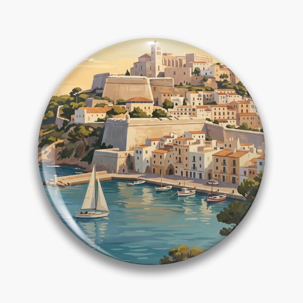 Item preview, Ibiza Spain Vintage Travel Poster – Dalt Vila Mediterranean Retro Art designed and sold by Bomax121.