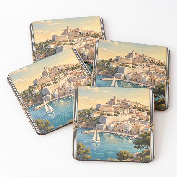 Item preview, Ibiza Spain Vintage Travel Poster – Dalt Vila Mediterranean Retro Art designed and sold by Bomax121.