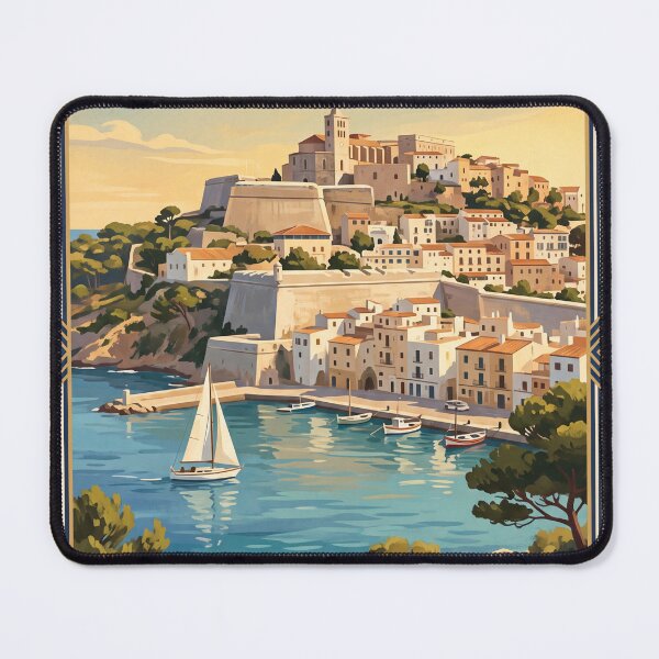 Item preview, Ibiza Spain Vintage Travel Poster – Dalt Vila Mediterranean Retro Art designed and sold by Bomax121.