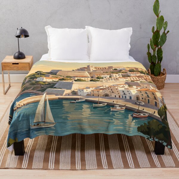 Item preview, Ibiza Spain Vintage Travel Poster – Dalt Vila Mediterranean Retro Art designed and sold by Bomax121.