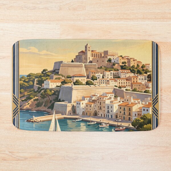 Item preview, Ibiza Spain Vintage Travel Poster – Dalt Vila Mediterranean Retro Art designed and sold by Bomax121.