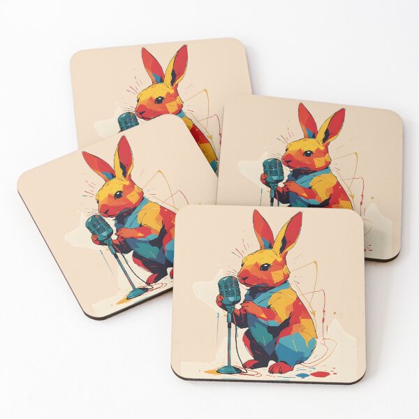 Item preview, Colorful Singing Bunny with Vintage Microphone designed and sold by KiraChie.