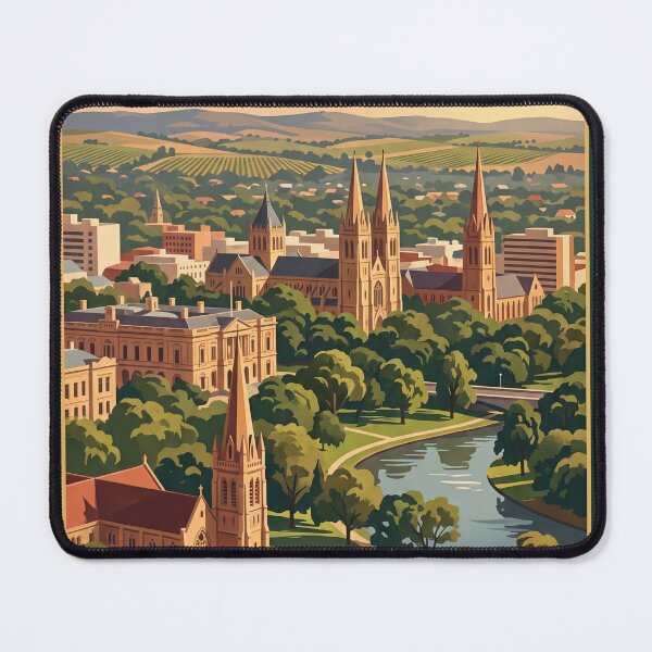Item preview, Adelaide Australia Vintage Travel Poster – River Torrens & St Peter’s Cathedral designed and sold by Bomax121.