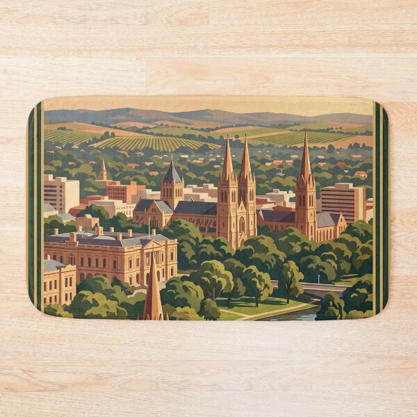 Item preview, Adelaide Australia Vintage Travel Poster – River Torrens & St Peter’s Cathedral designed and sold by Bomax121.