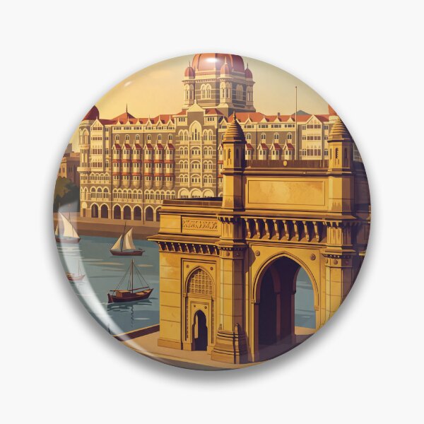 Item preview, Mumbai India Vintage Travel Poster – Gateway of India & Taj Mahal Palace designed and sold by Bomax121.